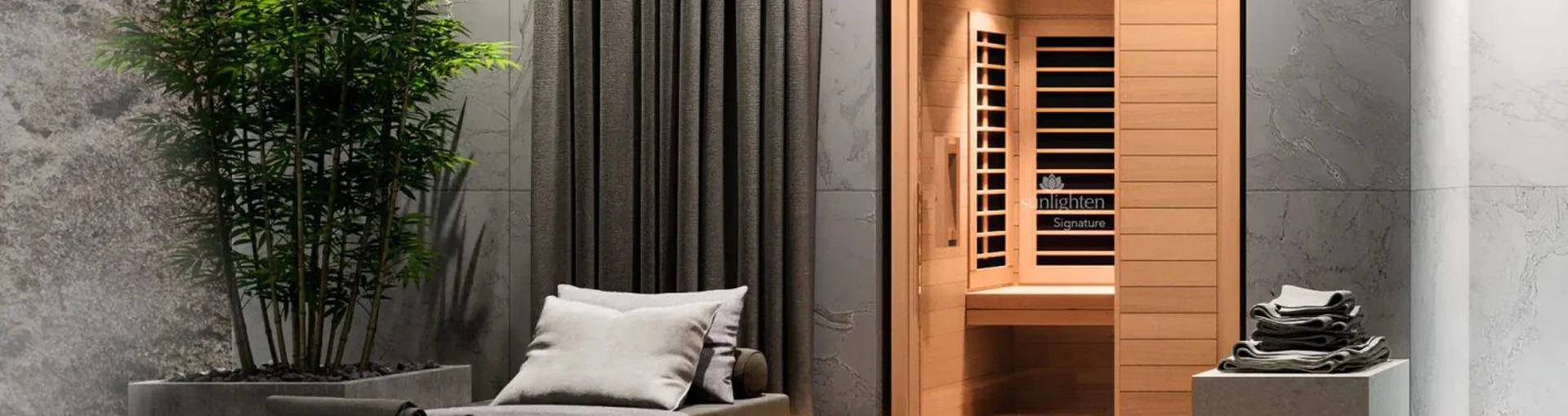 Recovery suite with sauna cabins and lounge seating